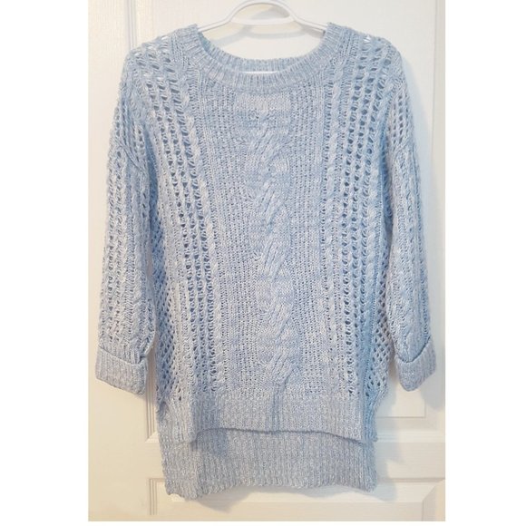 Revamped Light Blue Cable Knit Sweater - Picture 1 of 2